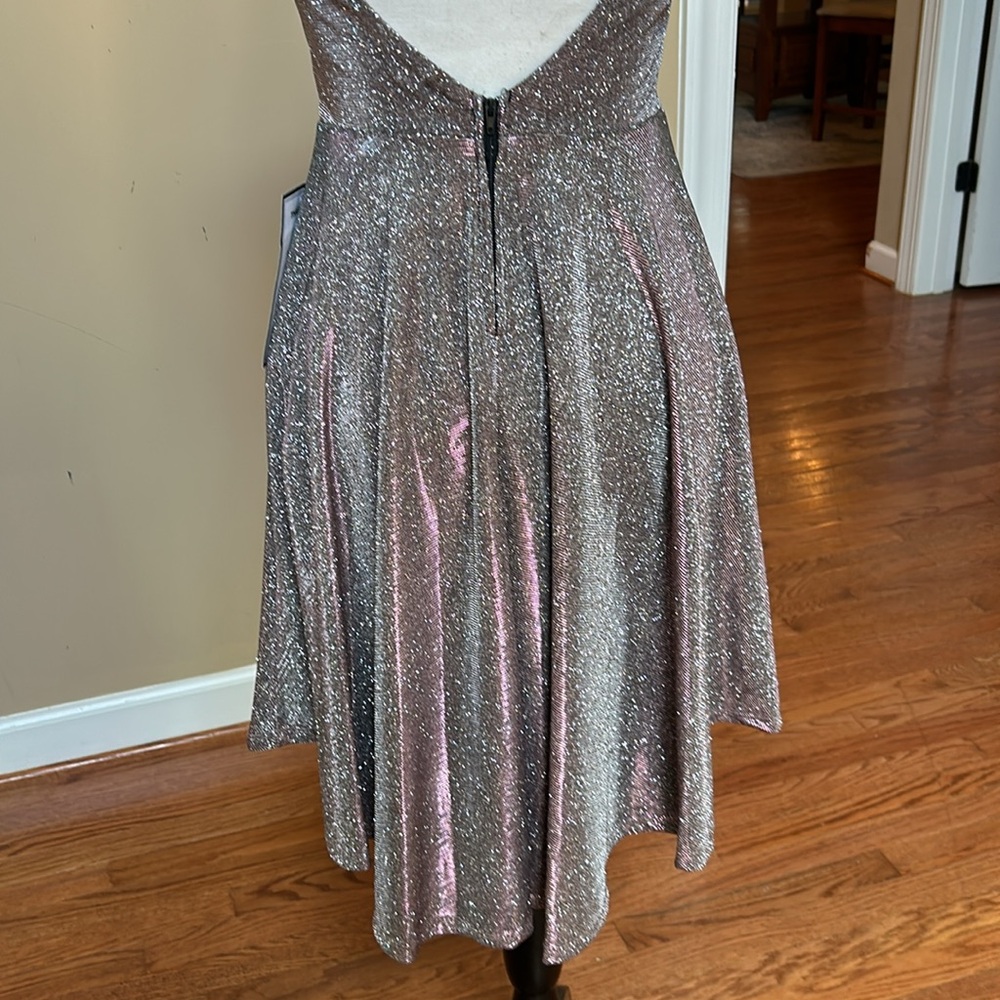 NWT B Darlin from Macy’s BLUSH colored metallic sparkly dress Sz 3/4 w/ straps - Picture 4 of 5
